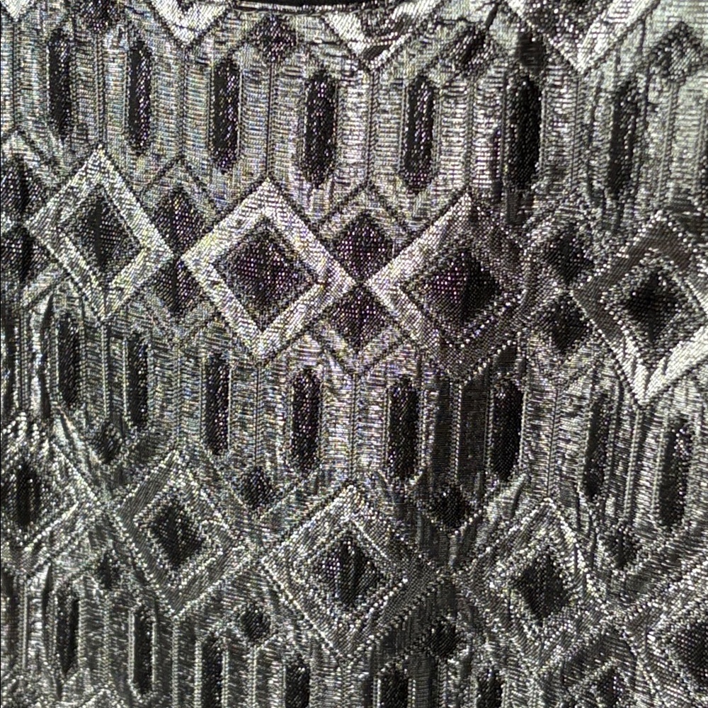 Tory Burch Ryanne Metallic Sheath Dress Size 4 Silver Black Cocktail - Picture 5 of 7